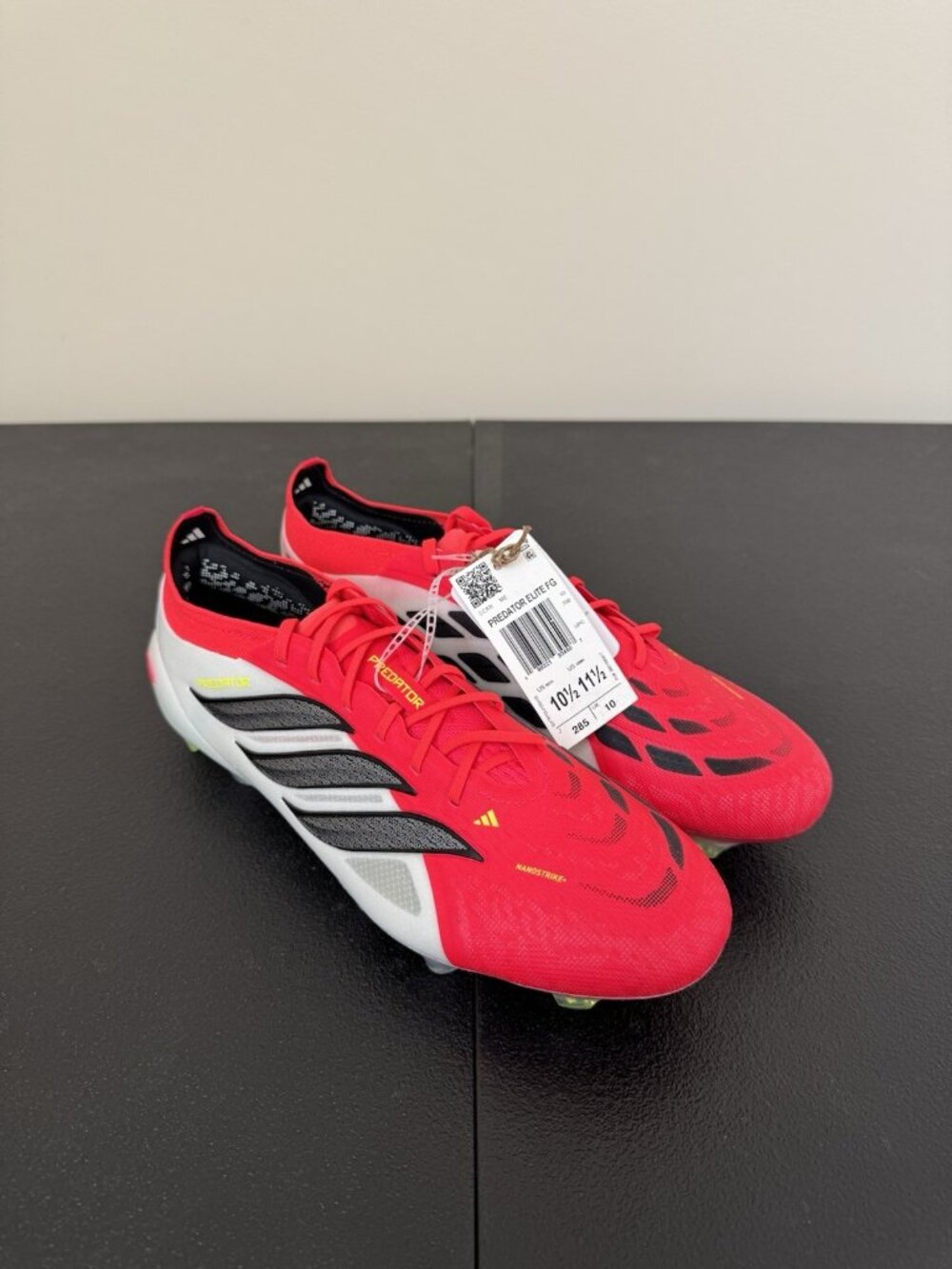 adidas Predator Elite FG Soccer Cleats Mens 10.5 Solar Red Black White NWT